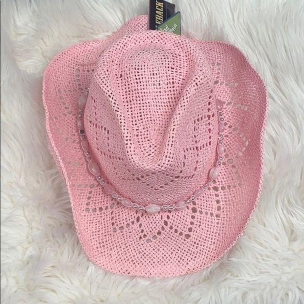 Pink Beaded Cowboy Paper Hat